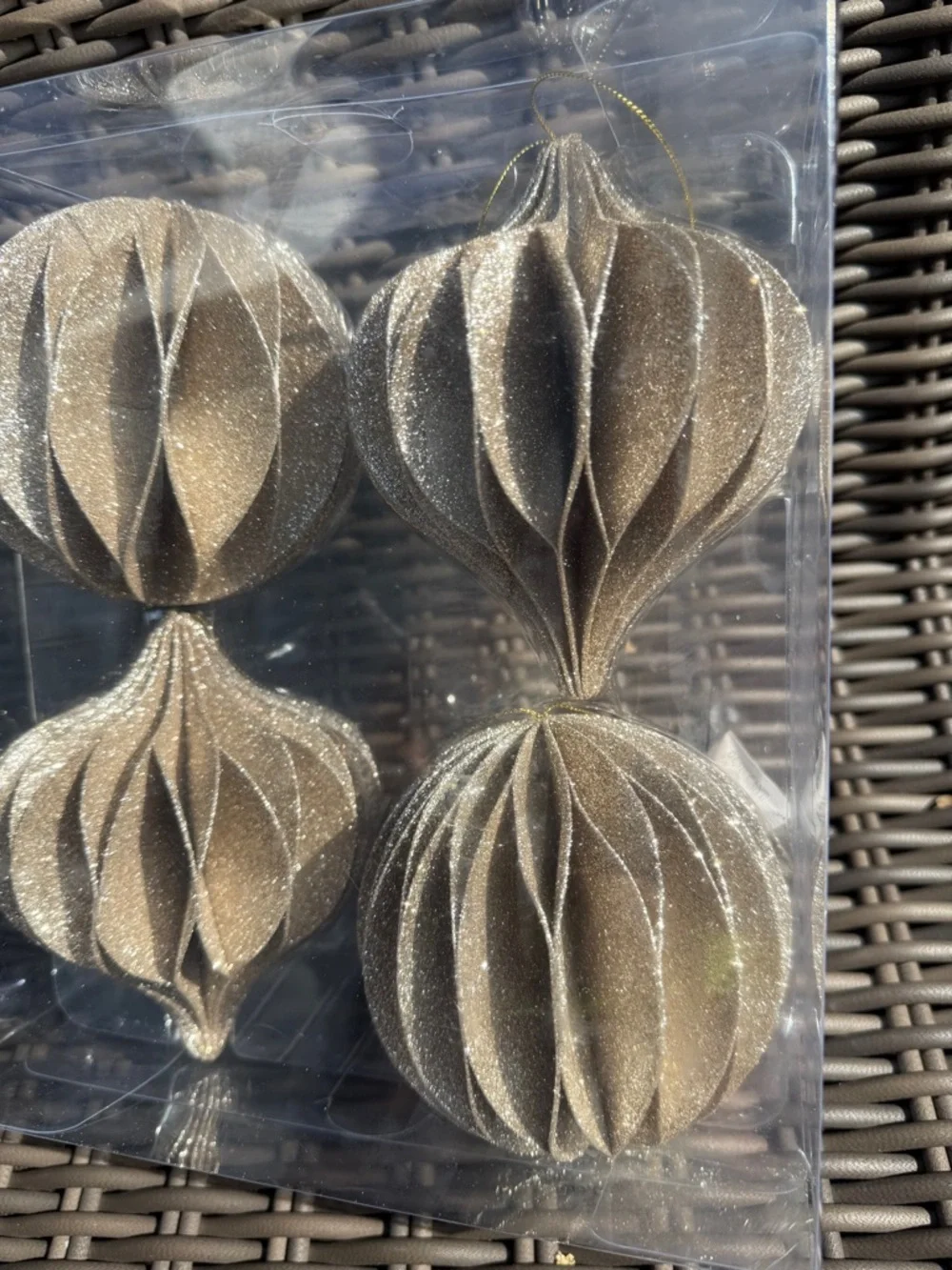 Gold Glitter Ornaments - Set of 4 - NWT